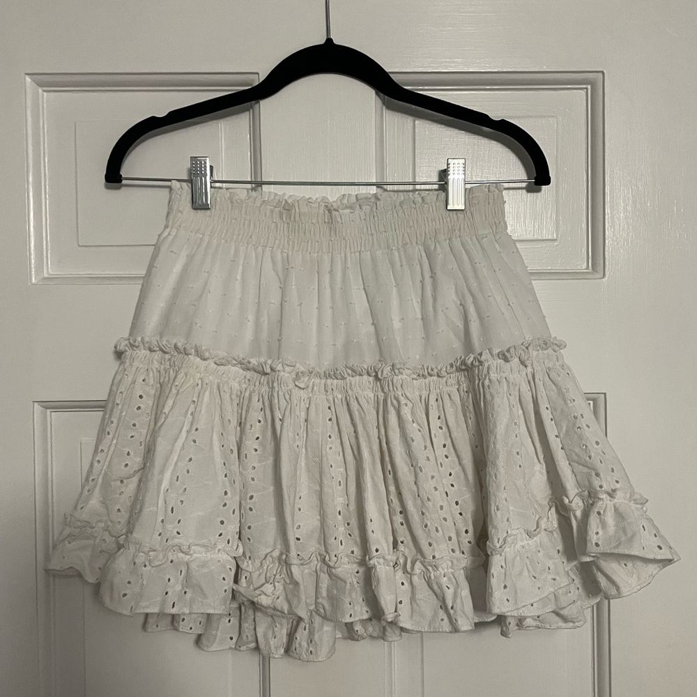 MISA Los Angeles white eyelet mini skirt. Size XS